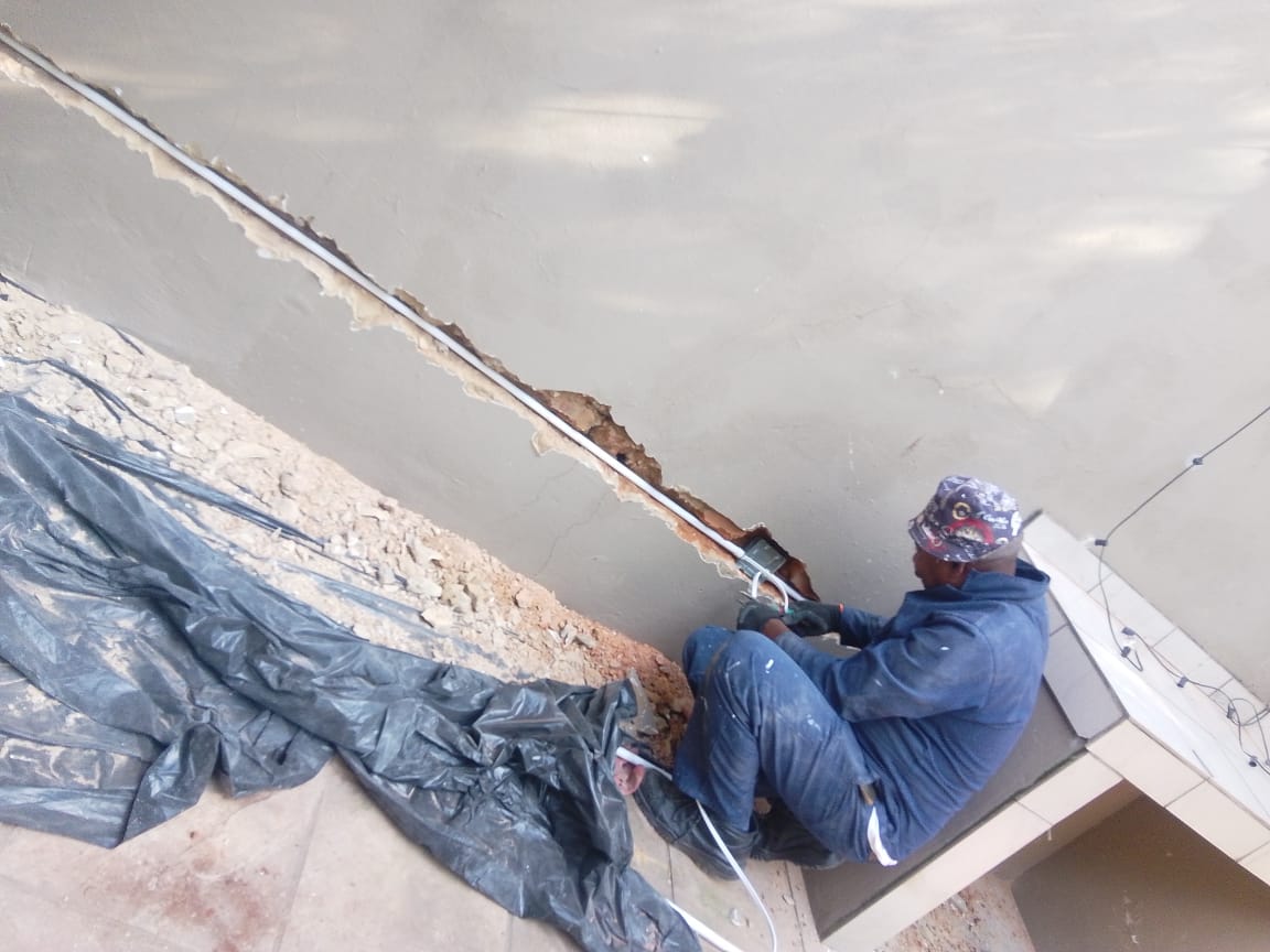 Wall chasing for new electrical line
