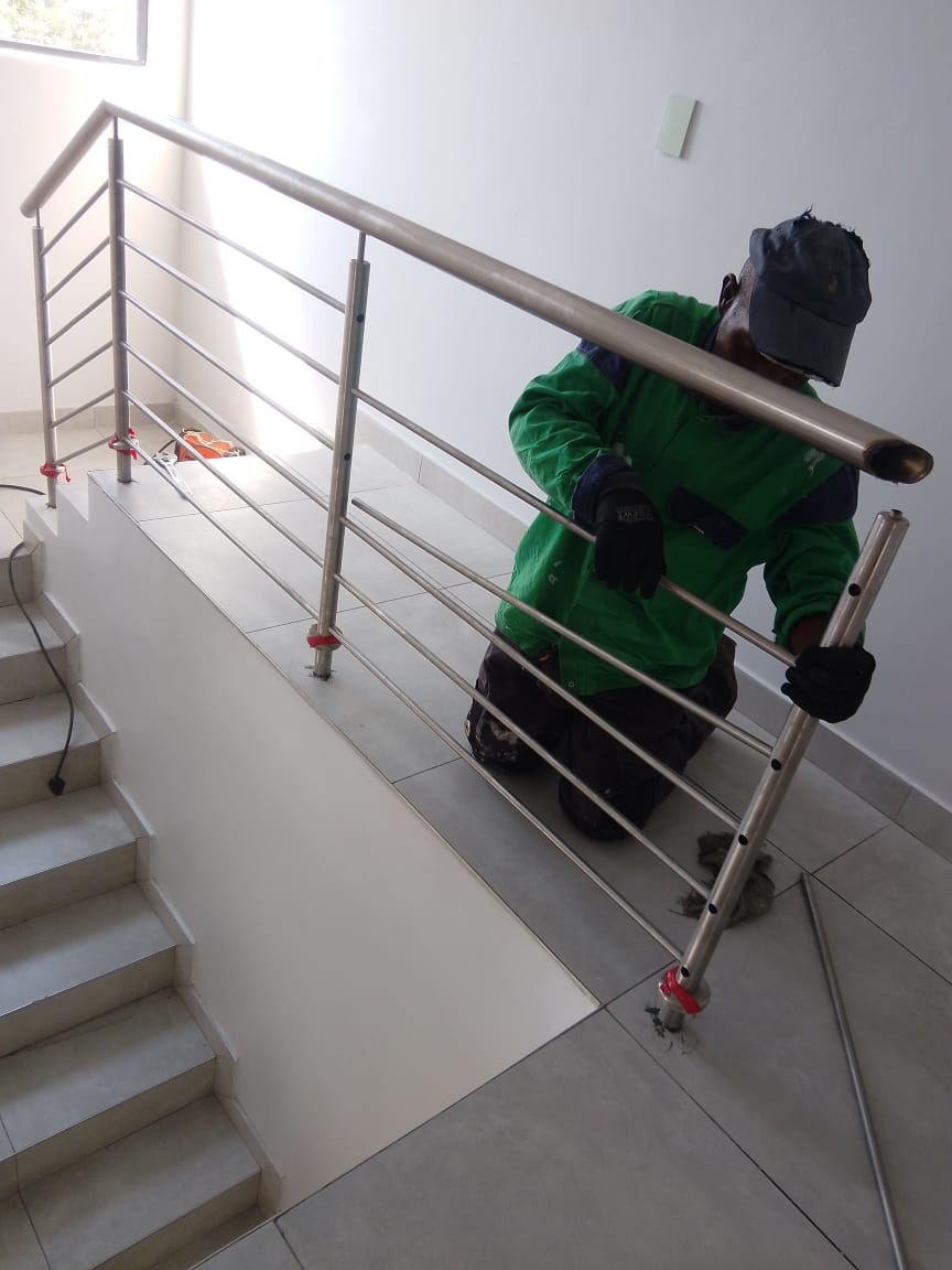 Stainless steel handrail install
